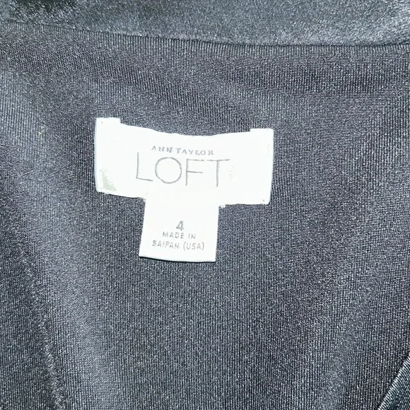 LOFT: Black V-Neck Midi Dress: Size 4 - Picture 7 of 9